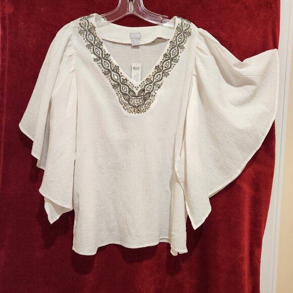 Chico's Tops - Chico's embellished off white top size 3 (xl) NWT-Pretty!